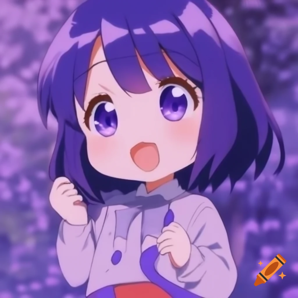 Lavender-themed anime chibi character