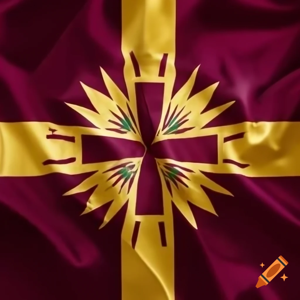 Florida flag design featuring cross of Burgundy with golden flower/sun logo