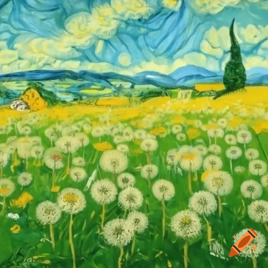Dandelion field artwork inspired by Van Gogh