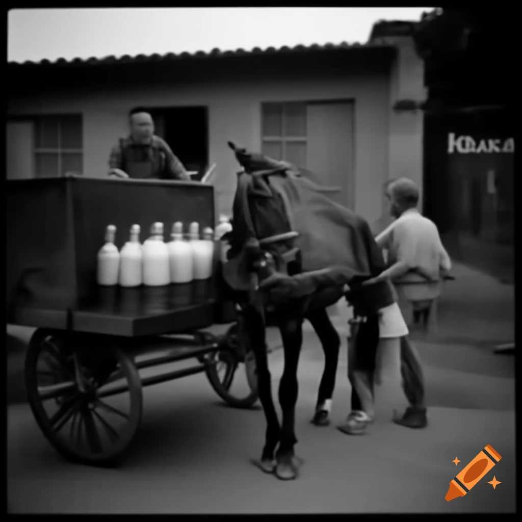 Horse-drawn milk cart breakdown outside orphanage gate with concerned milkman