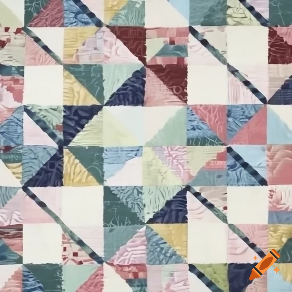 Handstitched fabric quilt pattern