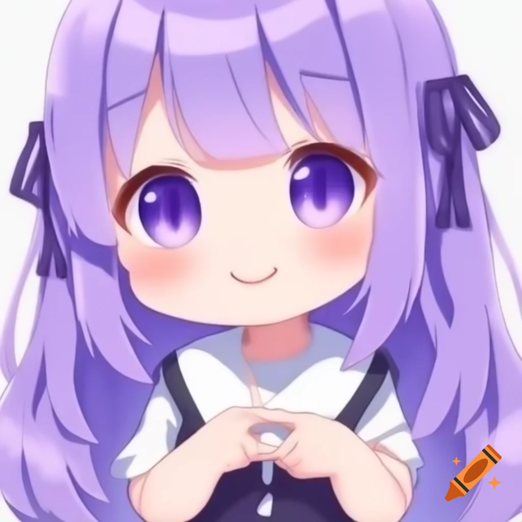 Chibi character with lavender hair in anime style