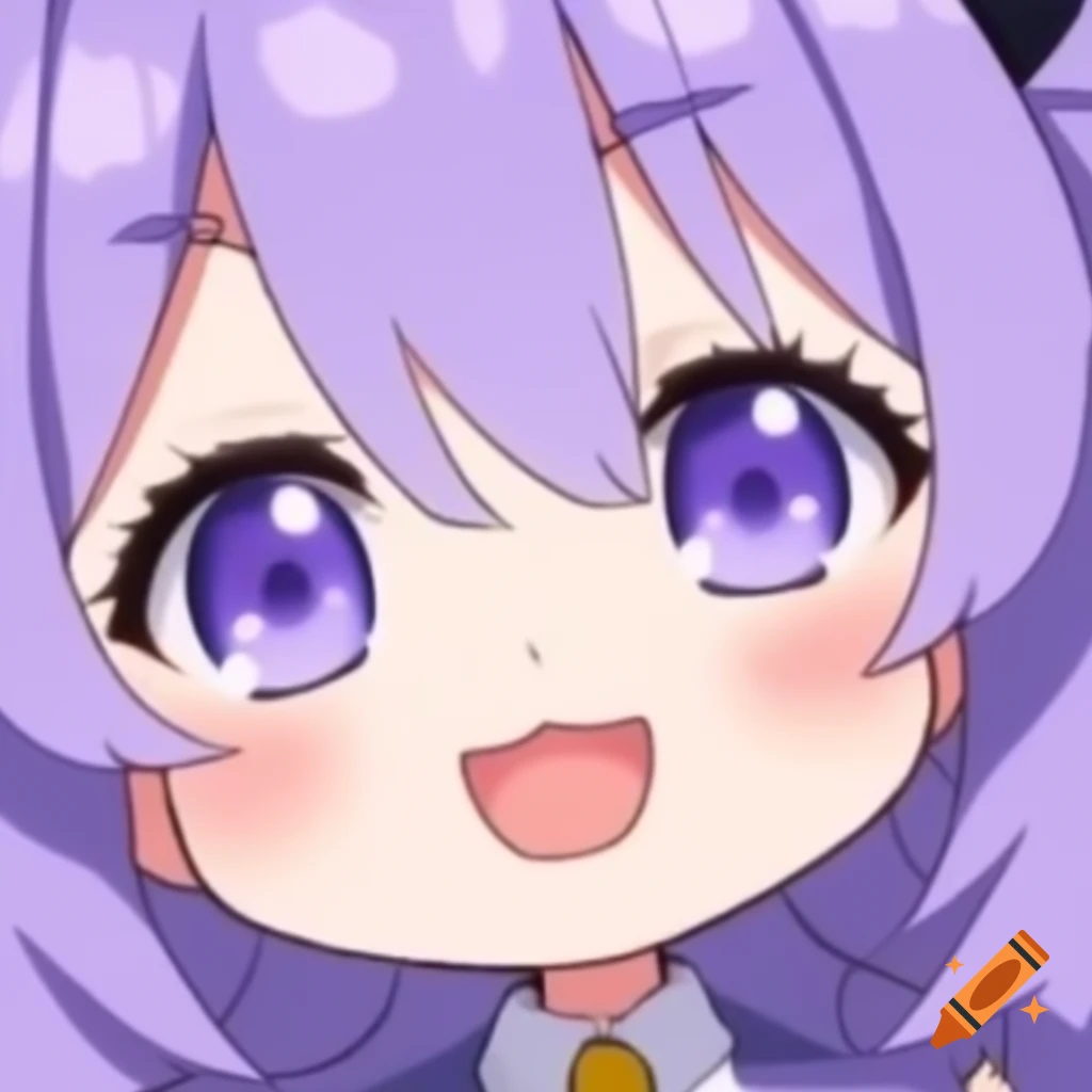 Anime chibi character with lavender hair