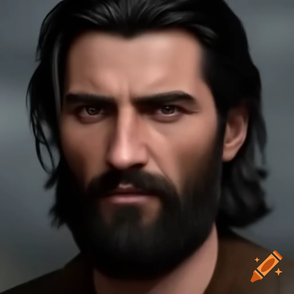 Serbian man with dark hair and beard, aged 30