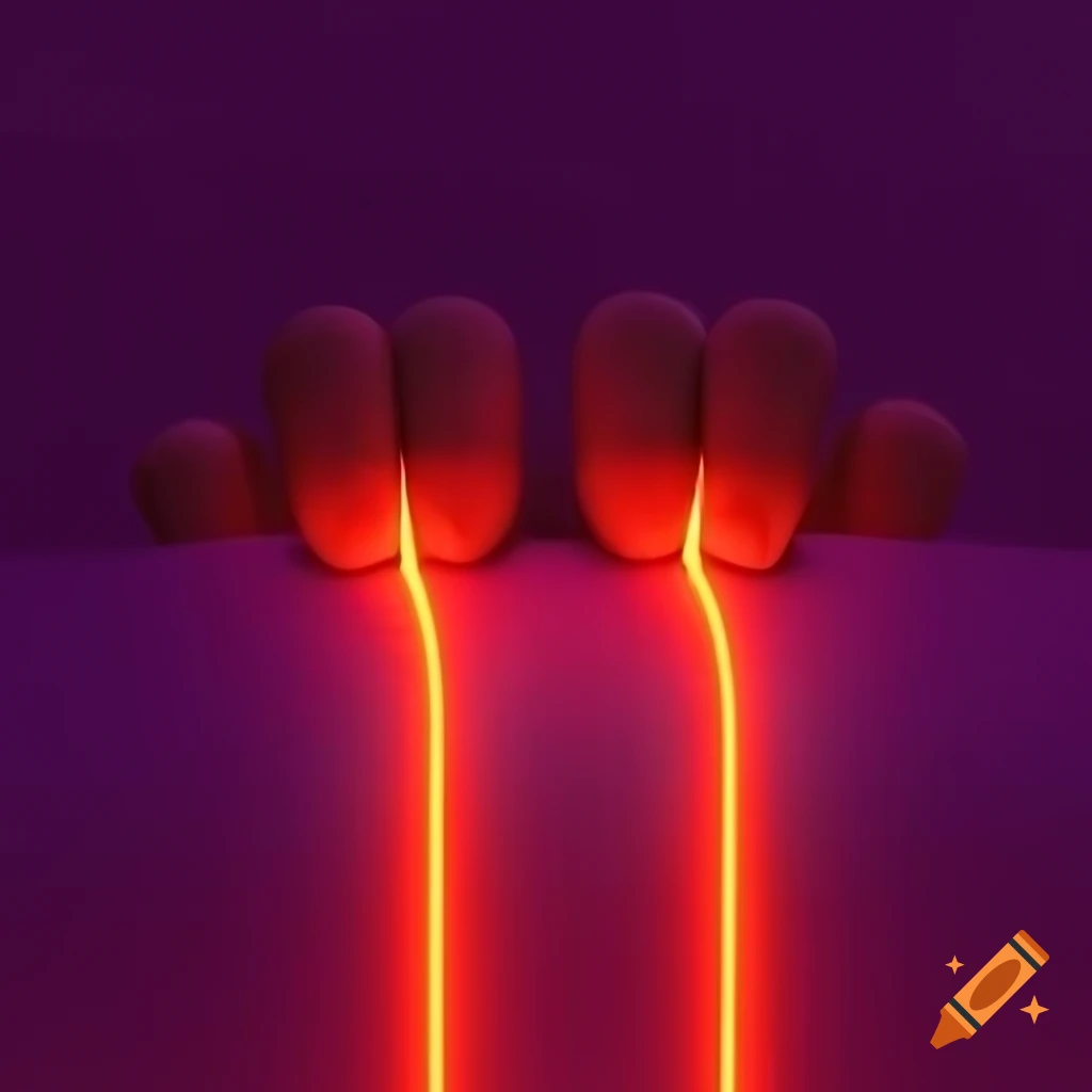 Abstract expressionism with blurred red line on purple background evoking autumn