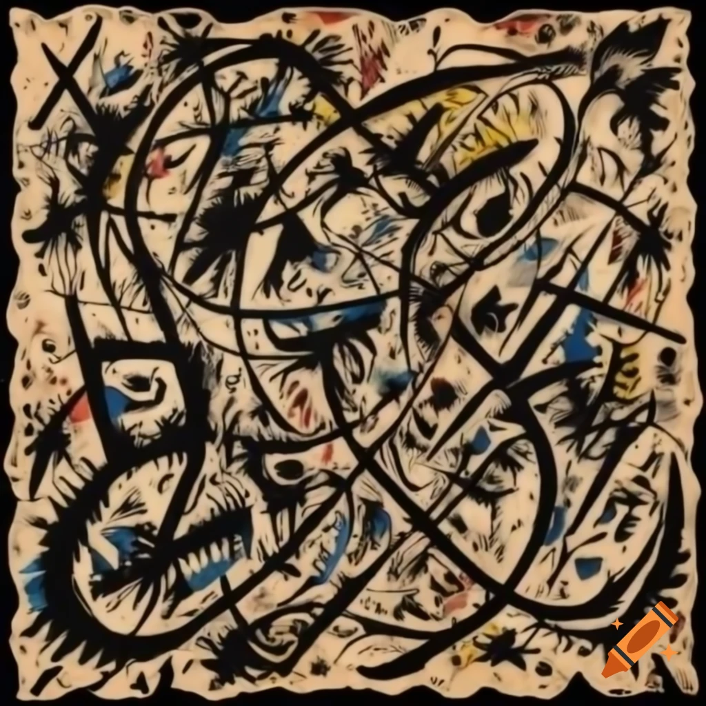 Abstract art inspired by cowboys and electronic music, in the style of Jackson Pollock