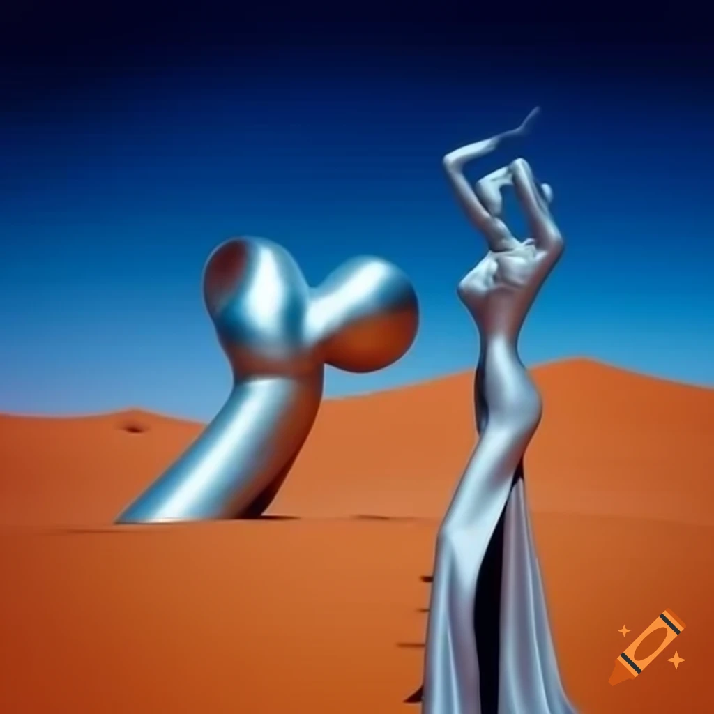 Pop Surreal Photography Of Woman As Silver Statue In Desert Inspired pop-surreal-photography-of-woman-as-silver-statue-in-desert-inspired