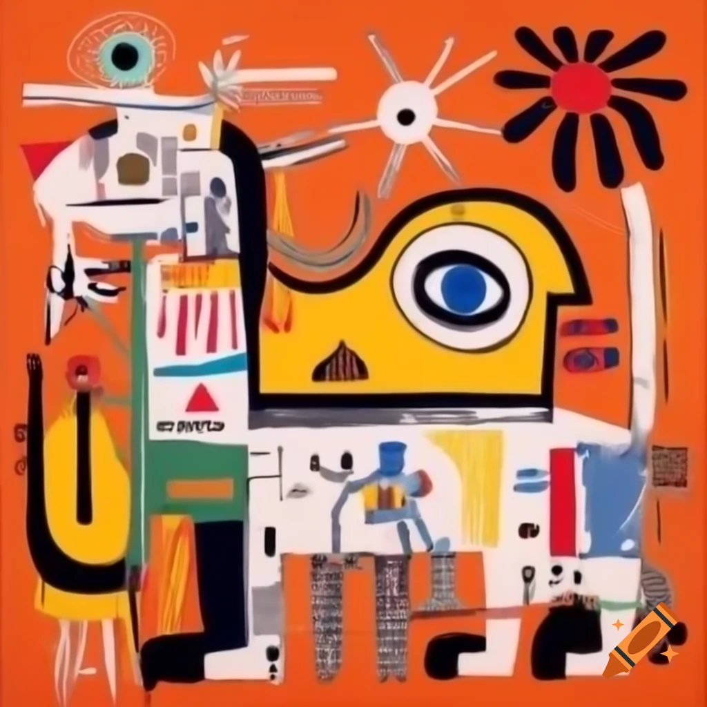 Medieval animals in Jean-Michel Basquiat painting style