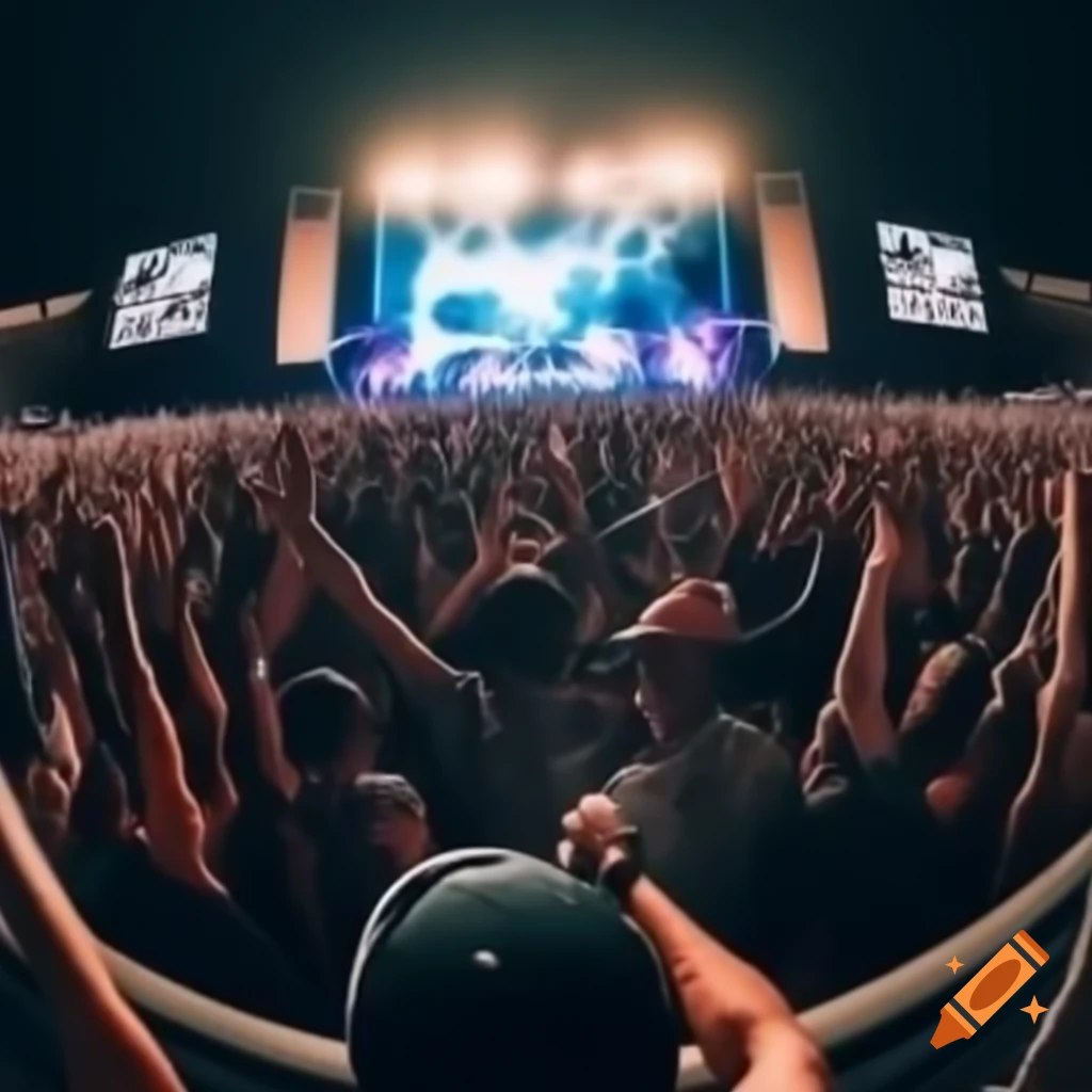 Aerial view of crowd at hip hop concert