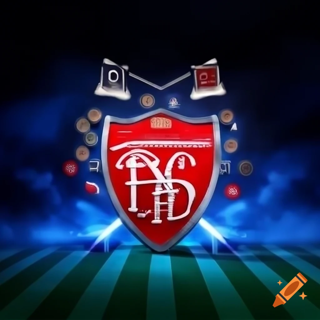 Football club crest design featuring 'FC RocketBet' banner and red rocket