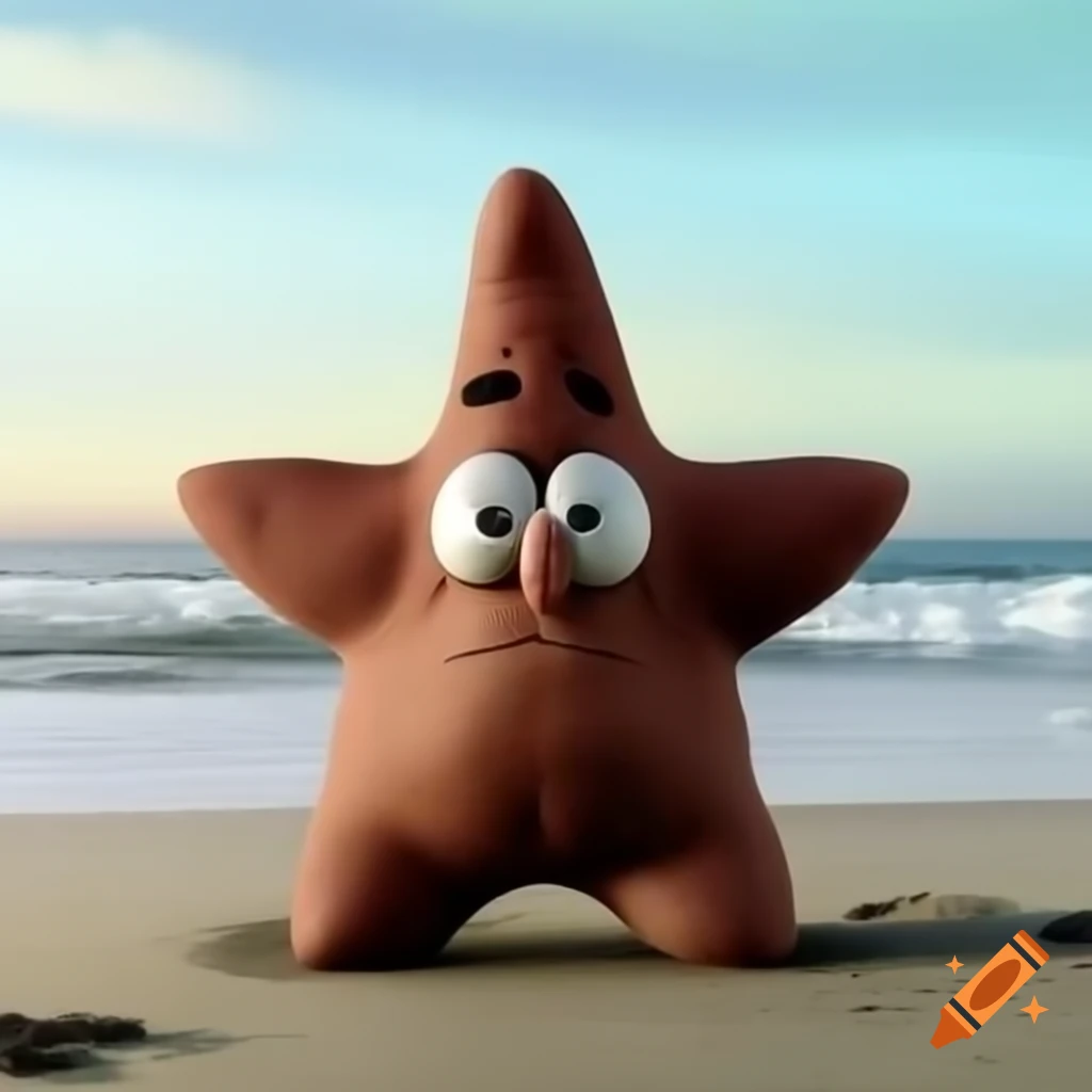 Photorealistic dark brown starfish on a beach