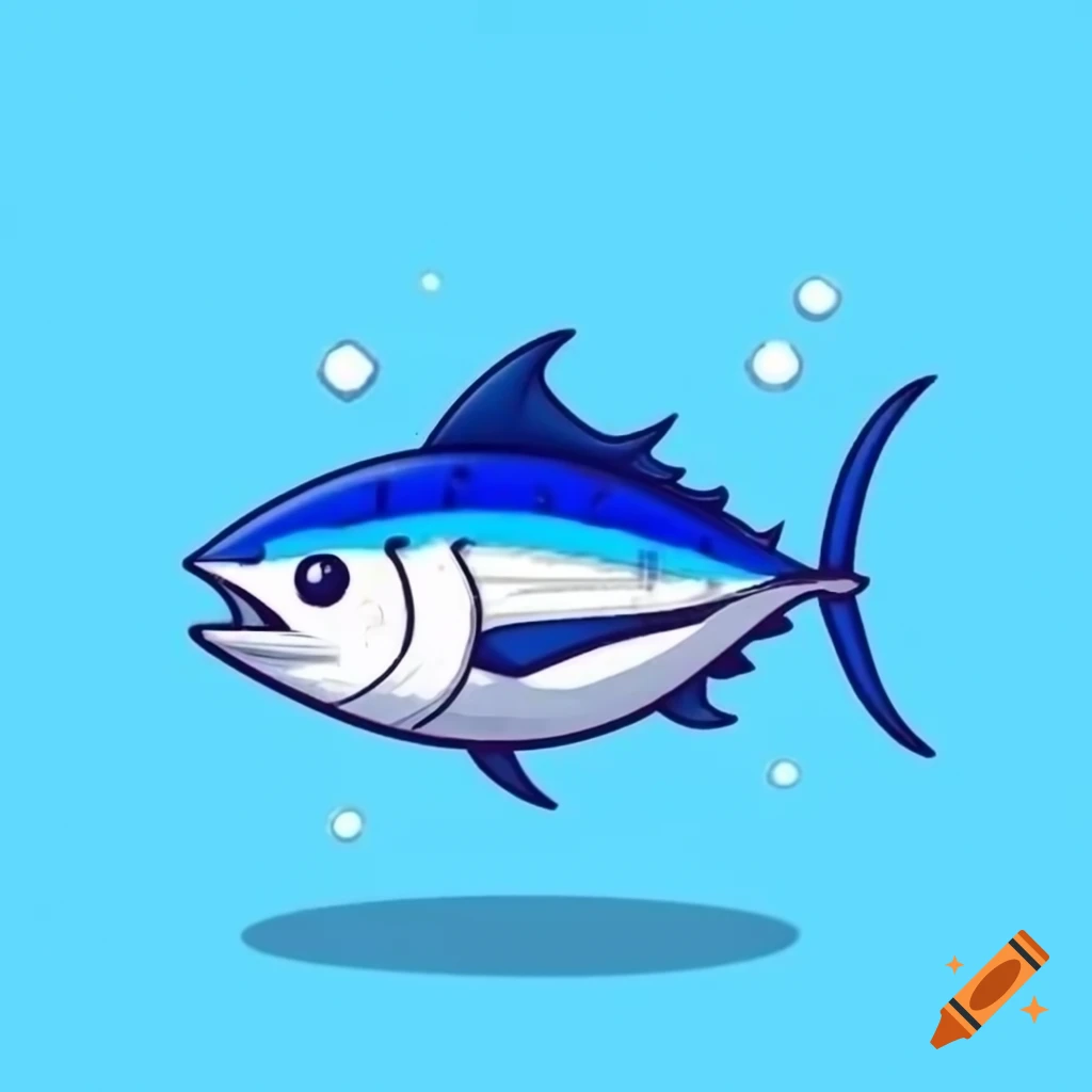 Cartoon style bluefin tuna