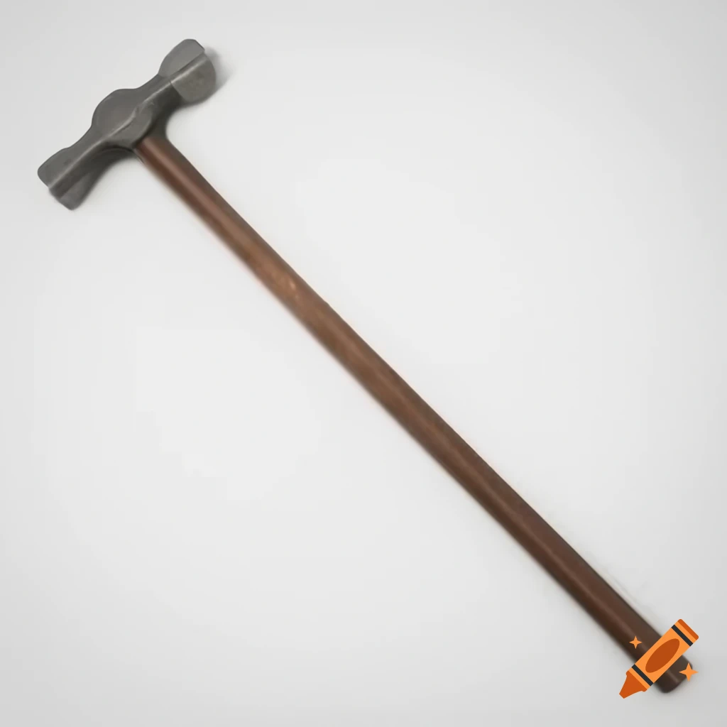 Medieval war hammer with long handle and spiky side on white background