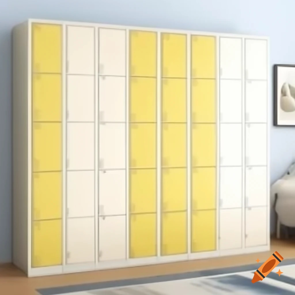 Changing room locker with stacked MDF doors