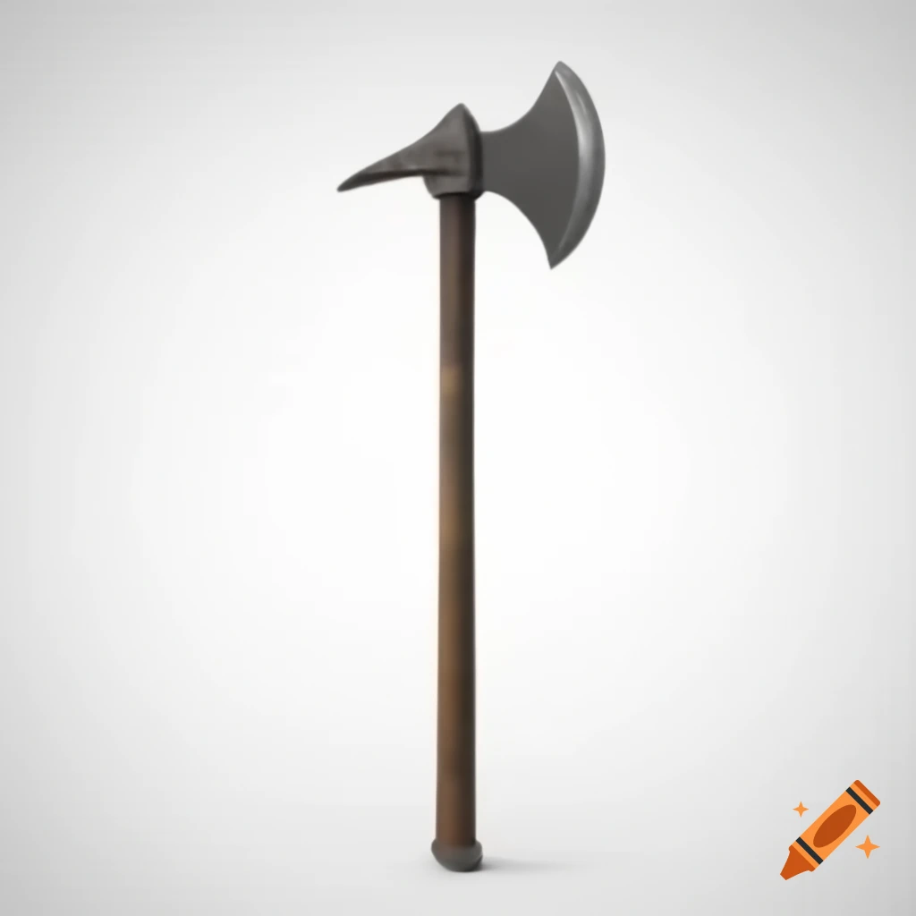 Medieval war hammer with long handle on white background