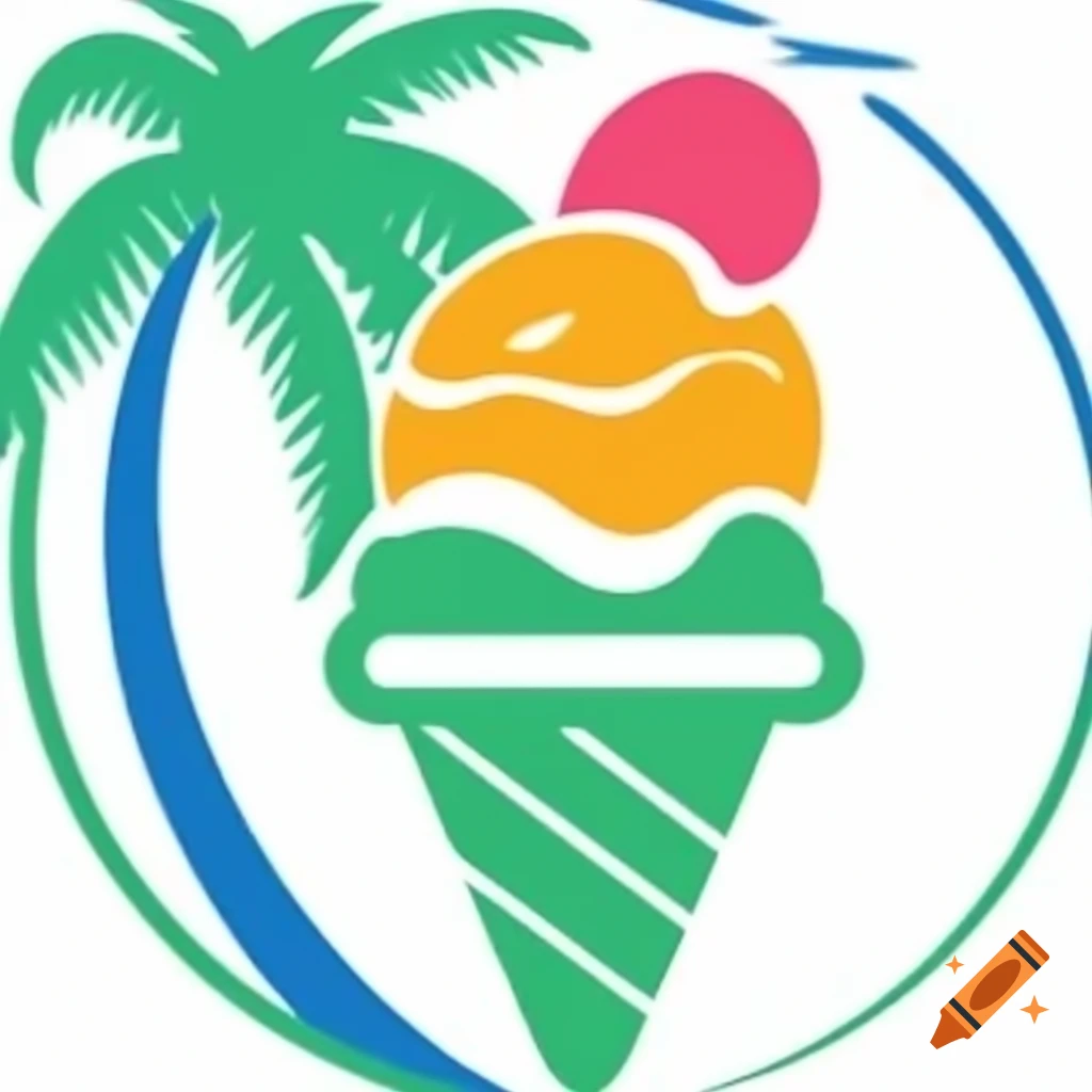 Tropical ice cream logo featuring palm tree