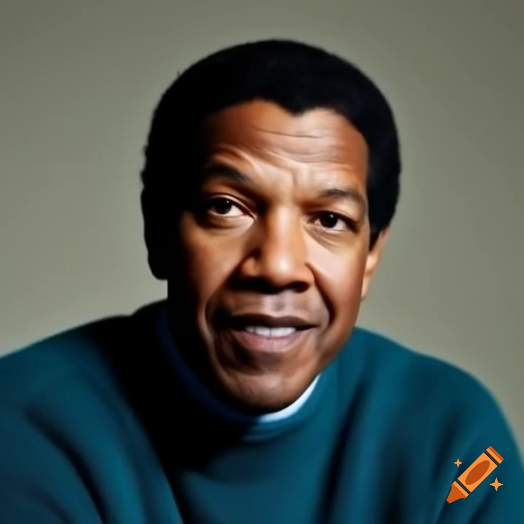 Denzel washington in a teal sweater on craiyon