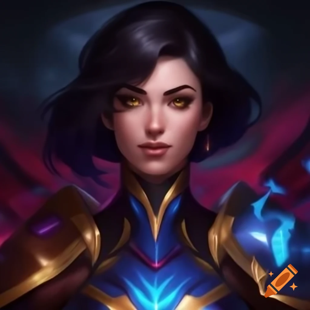 Futuristic Dungeons and Dragons character headshot, angelic Greek woman with friendly expression