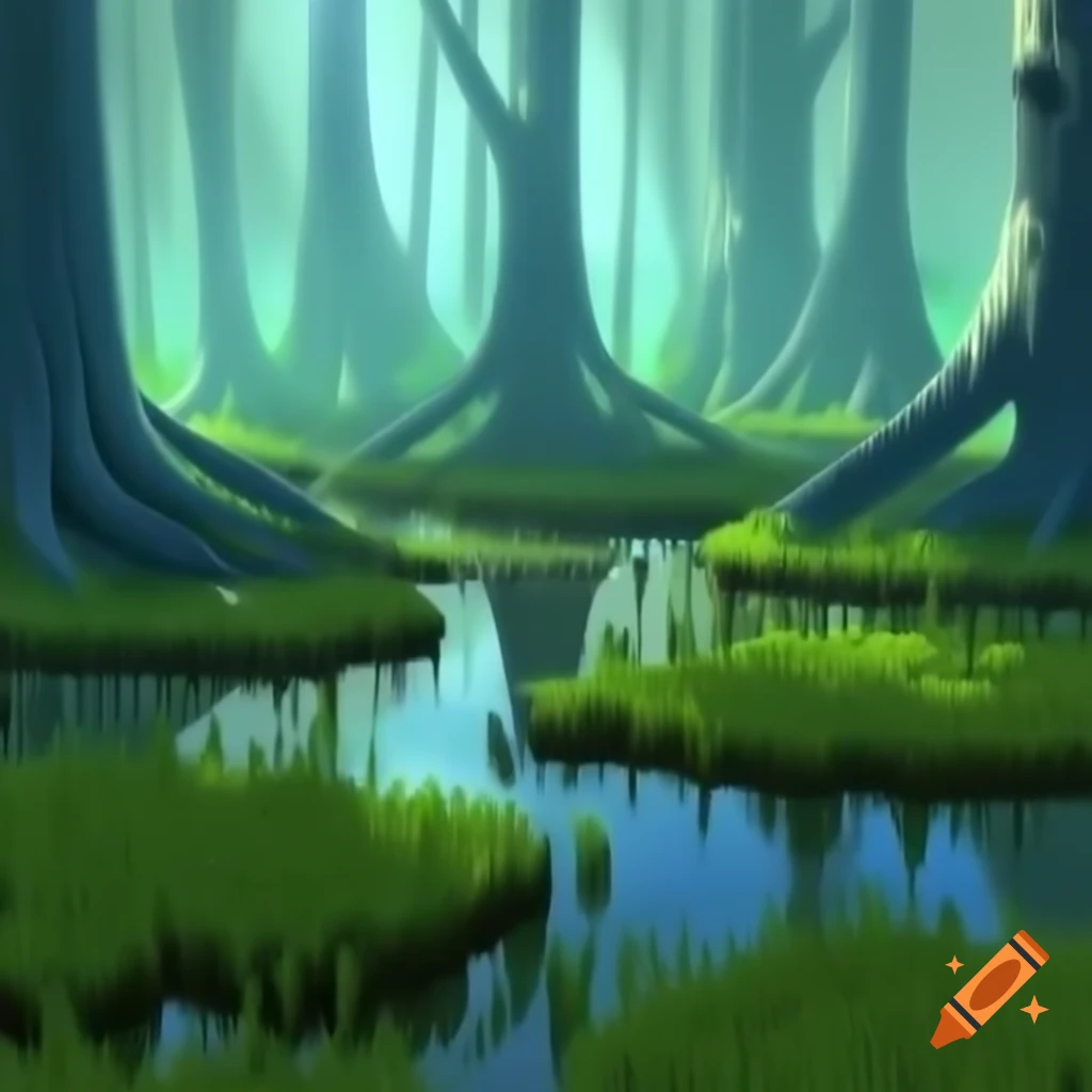 Fantasy swamp land with mystical atmosphere