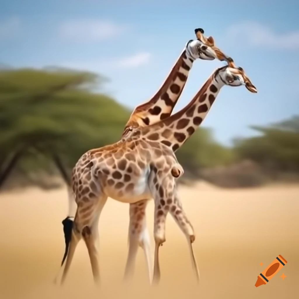 Short giraffes in natural habitat