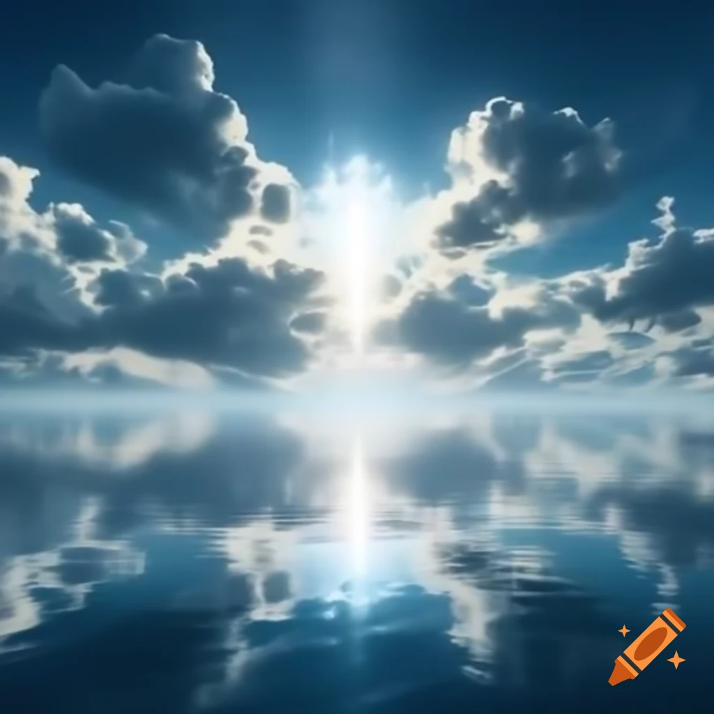 Serene clouds glowing with light over calm waters