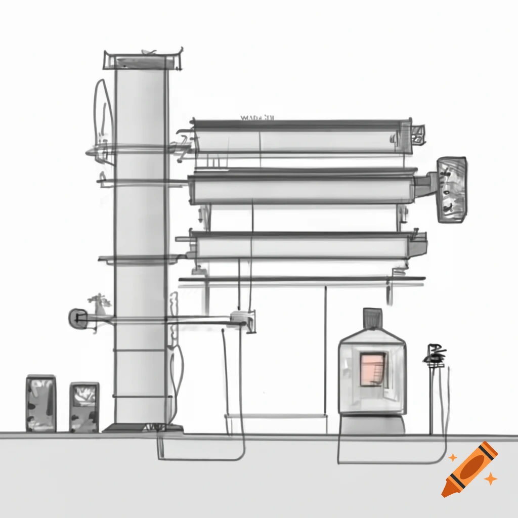 Experimental bench with vertical tube furnace and gas bottles