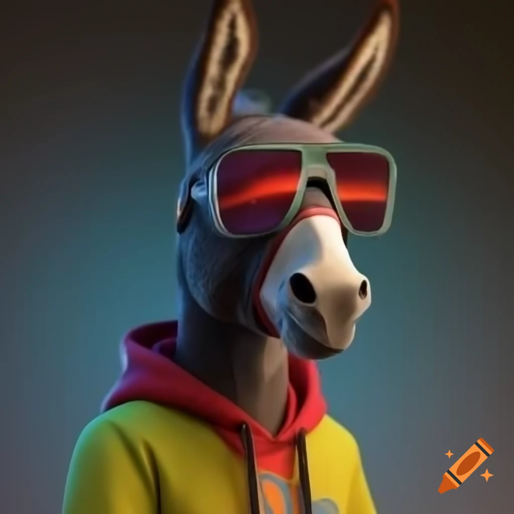 Donkey wearing a hoodie in blue color #64C7FF inspired by Mulesoft MAX