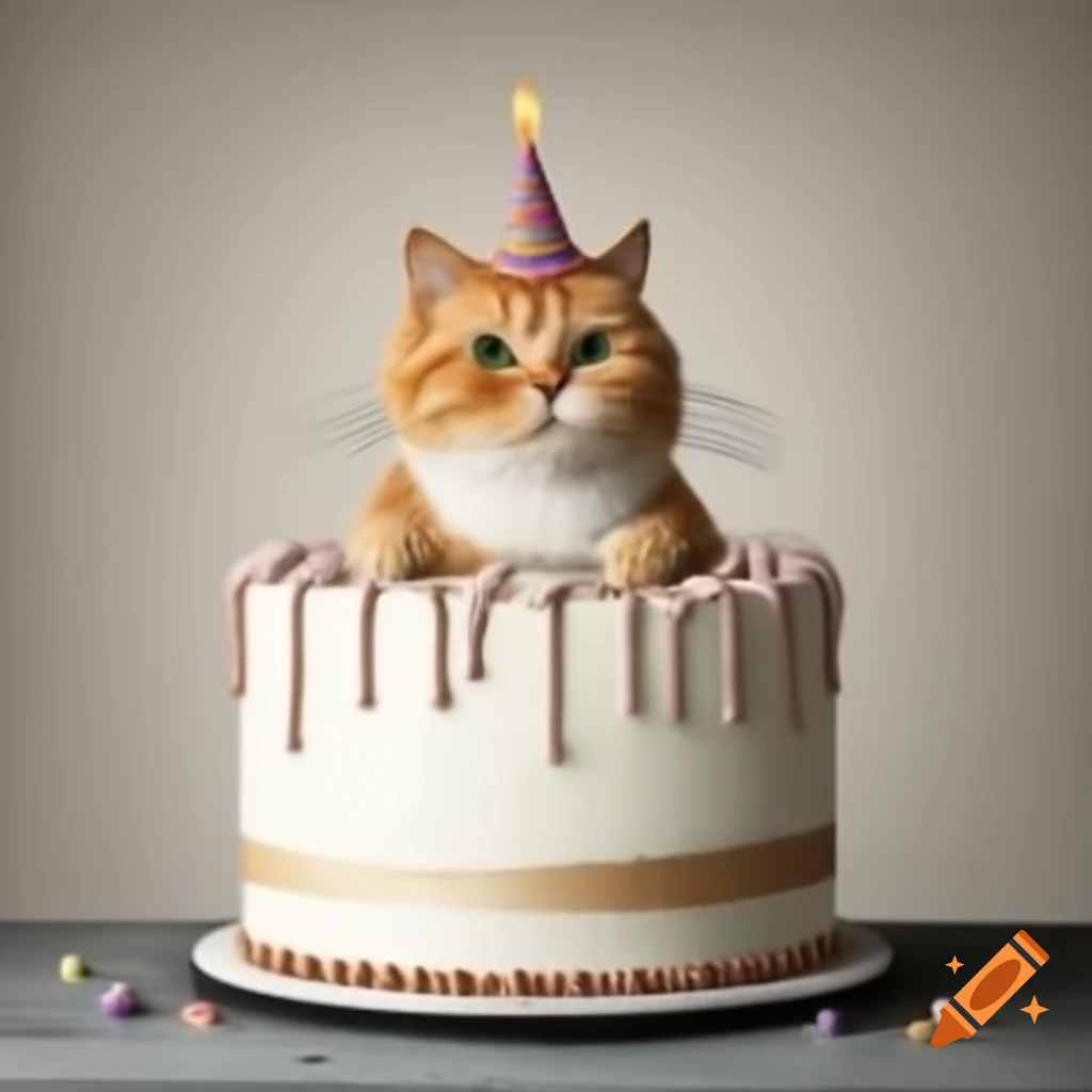 Whimsical birthday cake shaped like cats