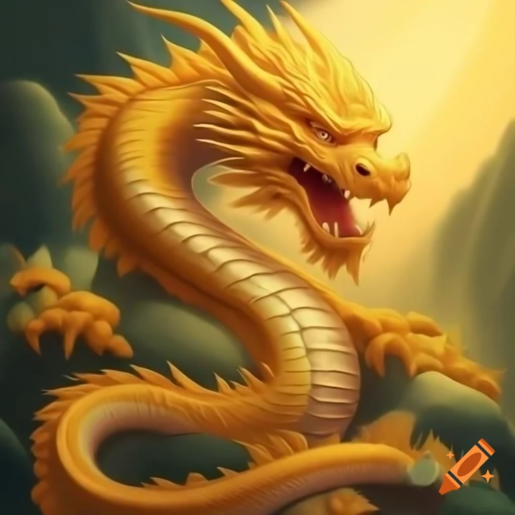 Vietnamese gold dragon illustration