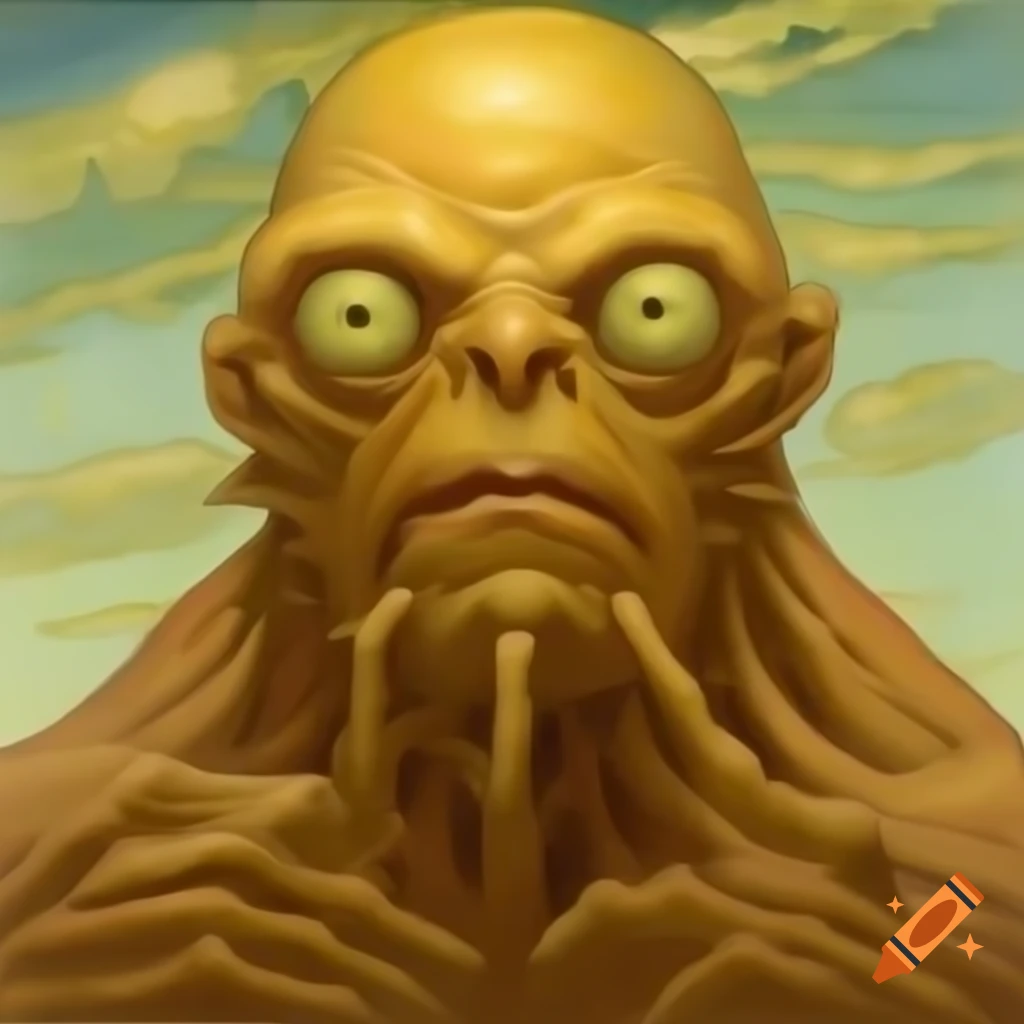 Golem from Jewish folklore in Van Gogh and Rembrandt style, watercolor details