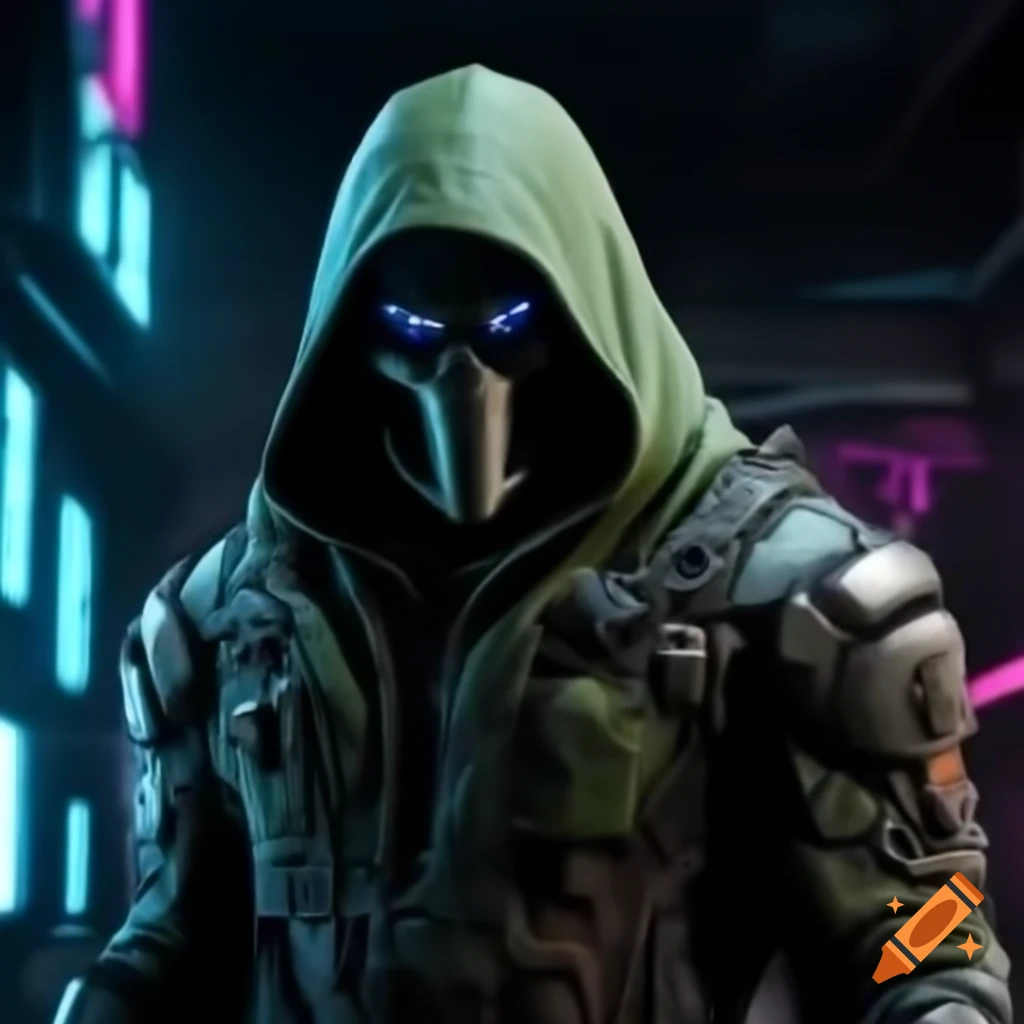 Dr. Doom as a gang member in a cyberpunk setting