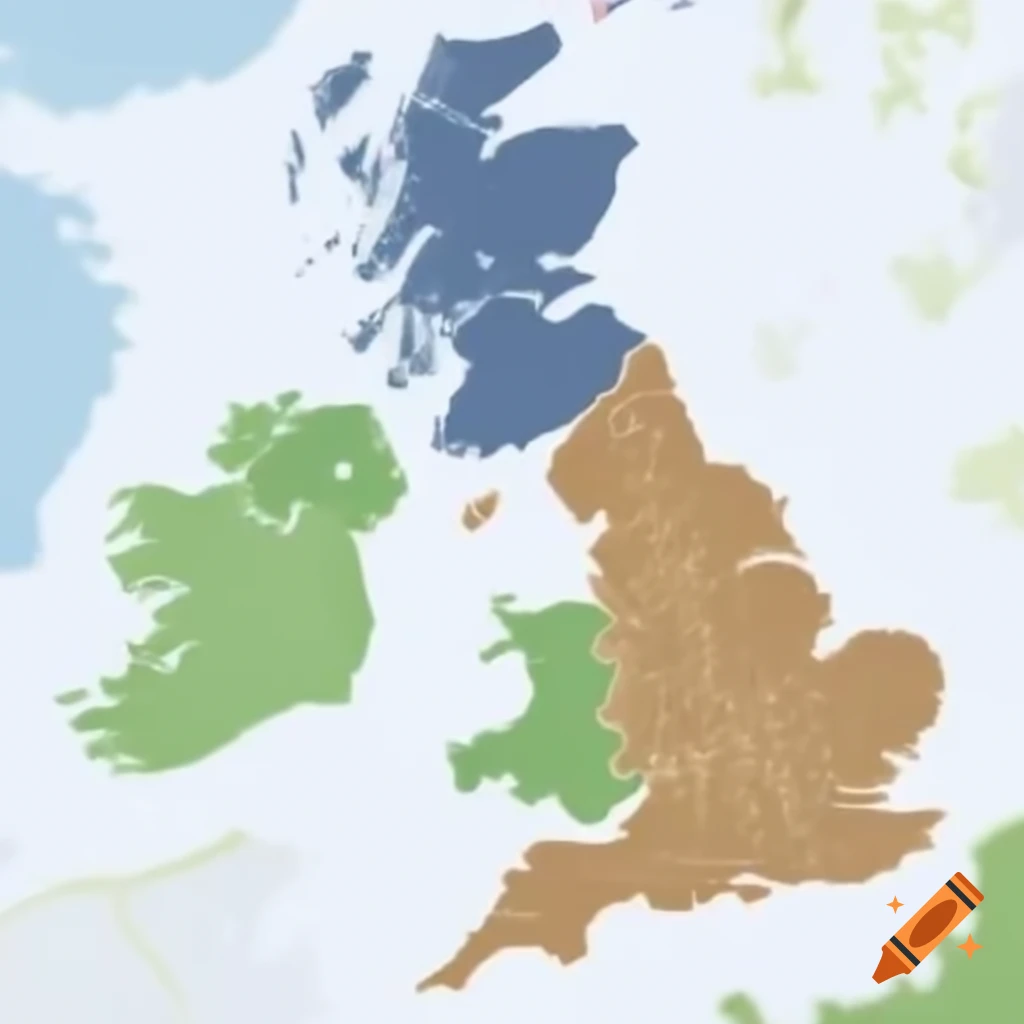 Map of the United Kingdom with borders