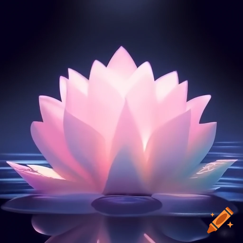 Delicate lotus flower made of shimmering crystals with pastel hues