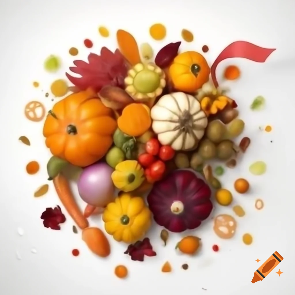 Artsy logo for Bountiful Harvest Day featuring cornucopia and fall fruits