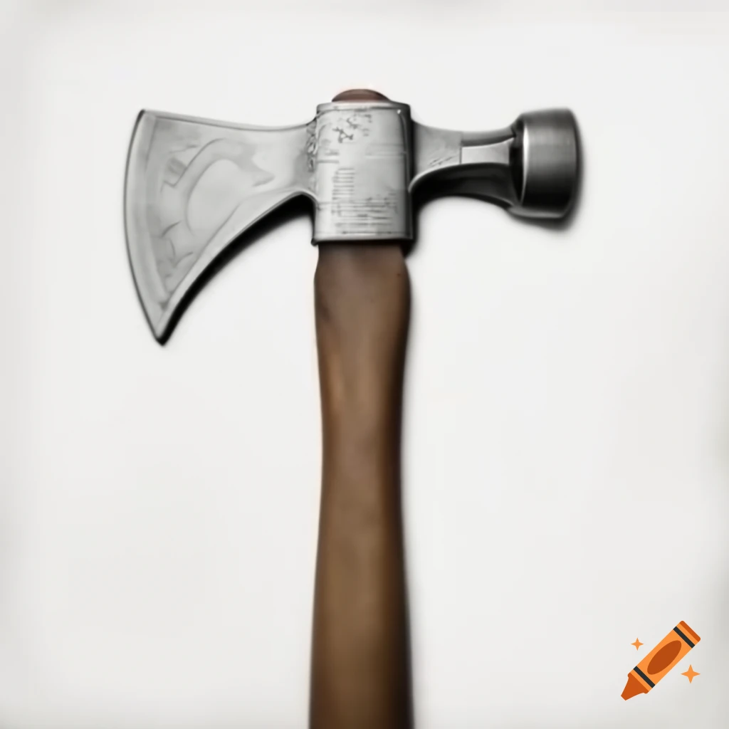 Medieval war hammer with long handle on white background