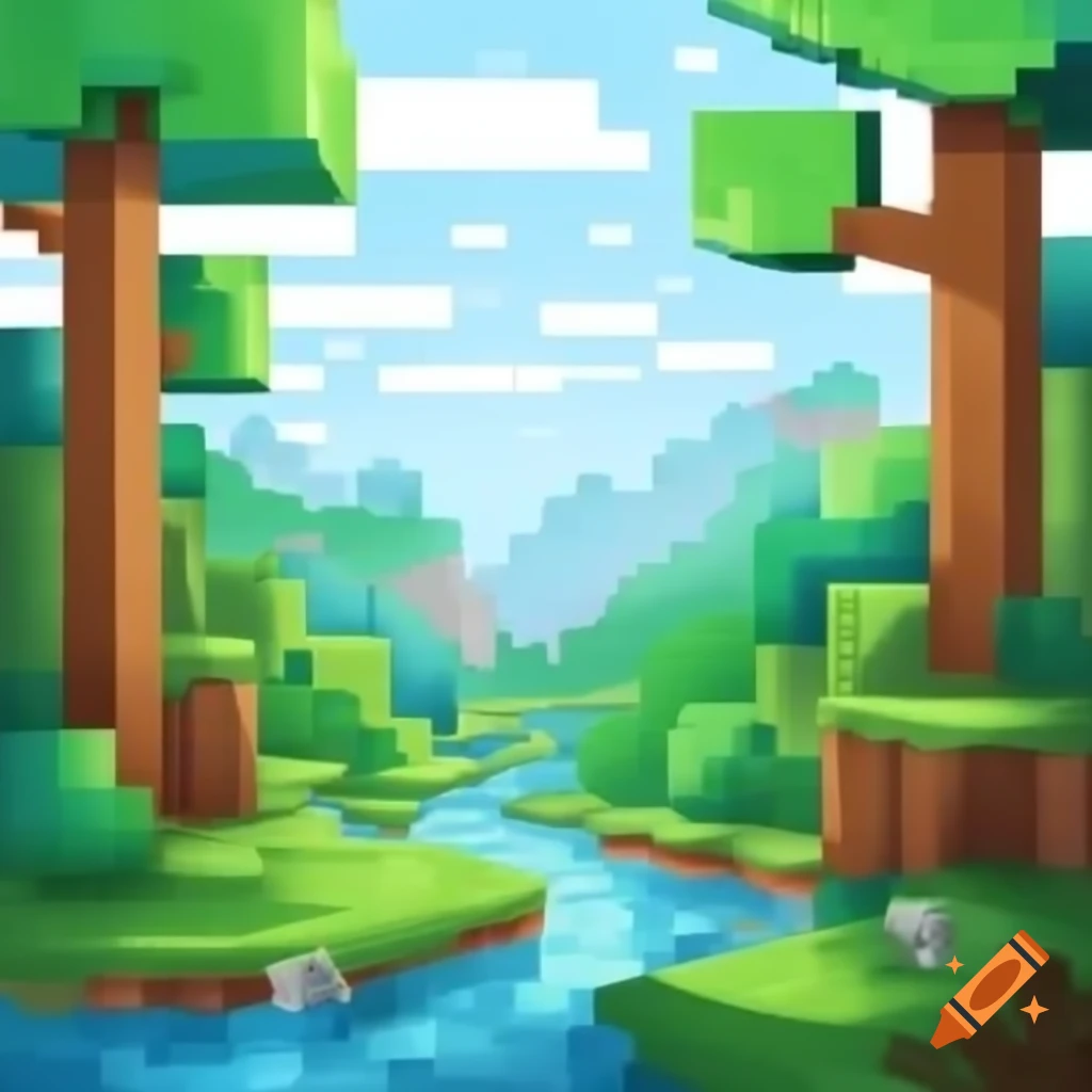 Youtube banner in minecraft style with bright colors and blocks titled