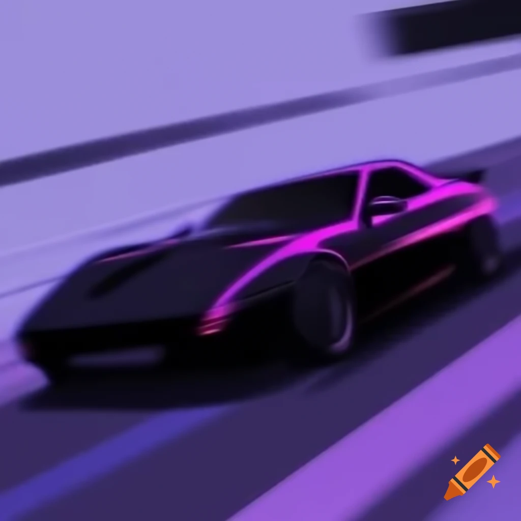 Animated black and purple car speeding