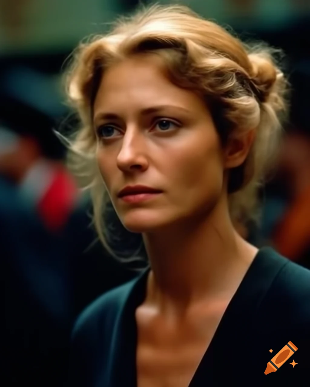 Hyper-realistic portrait of a French female noble in crowded New York street