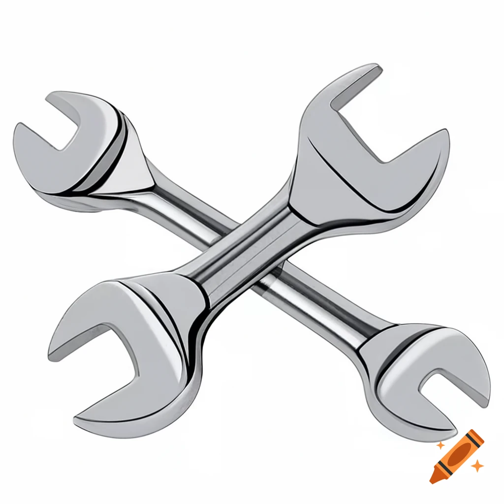 Realistic 3D detailed chrome shiny wrench