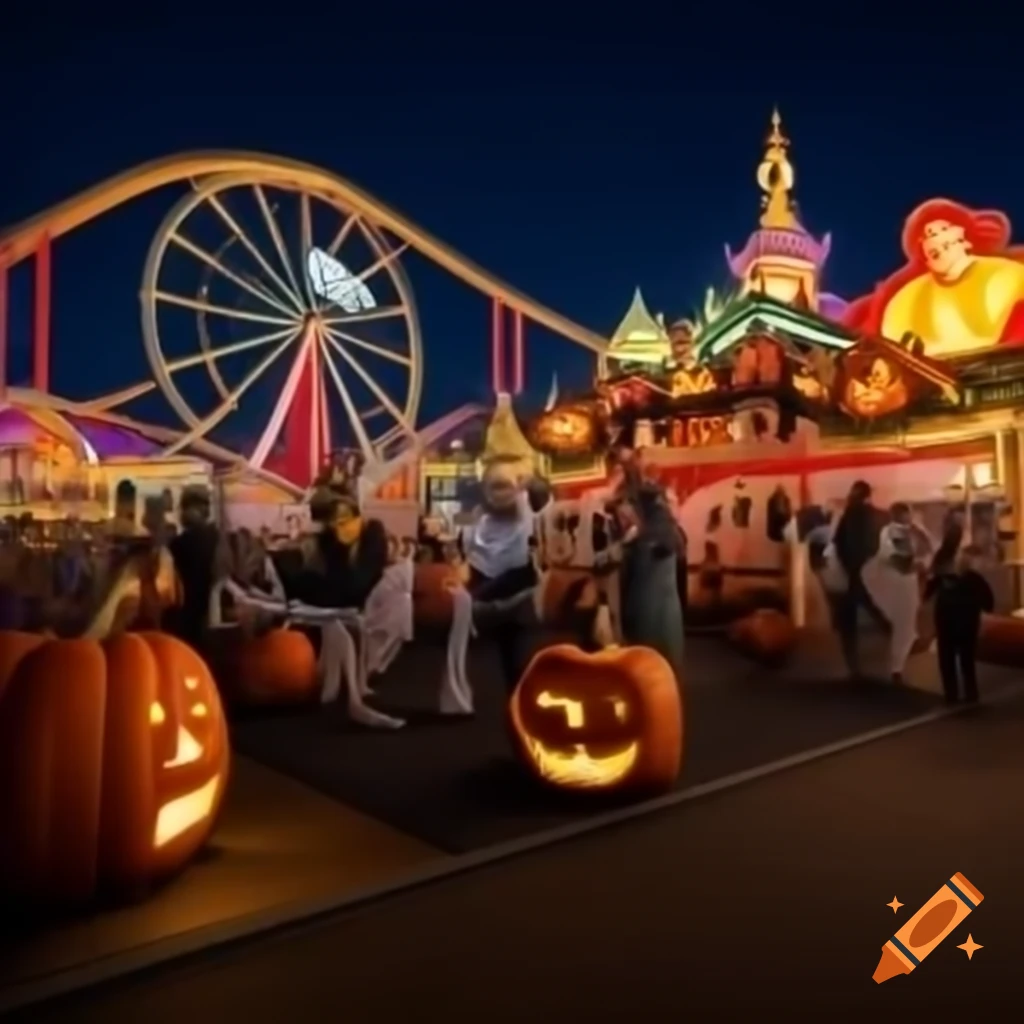 Halloween themed amusement park design for t-shirt