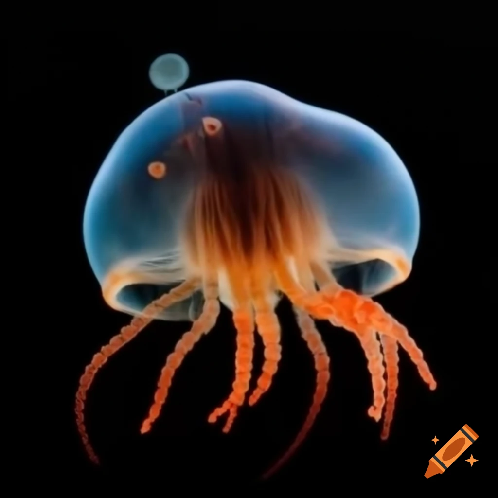 Androgynous alien with jellyfish, sloth, and lobster features