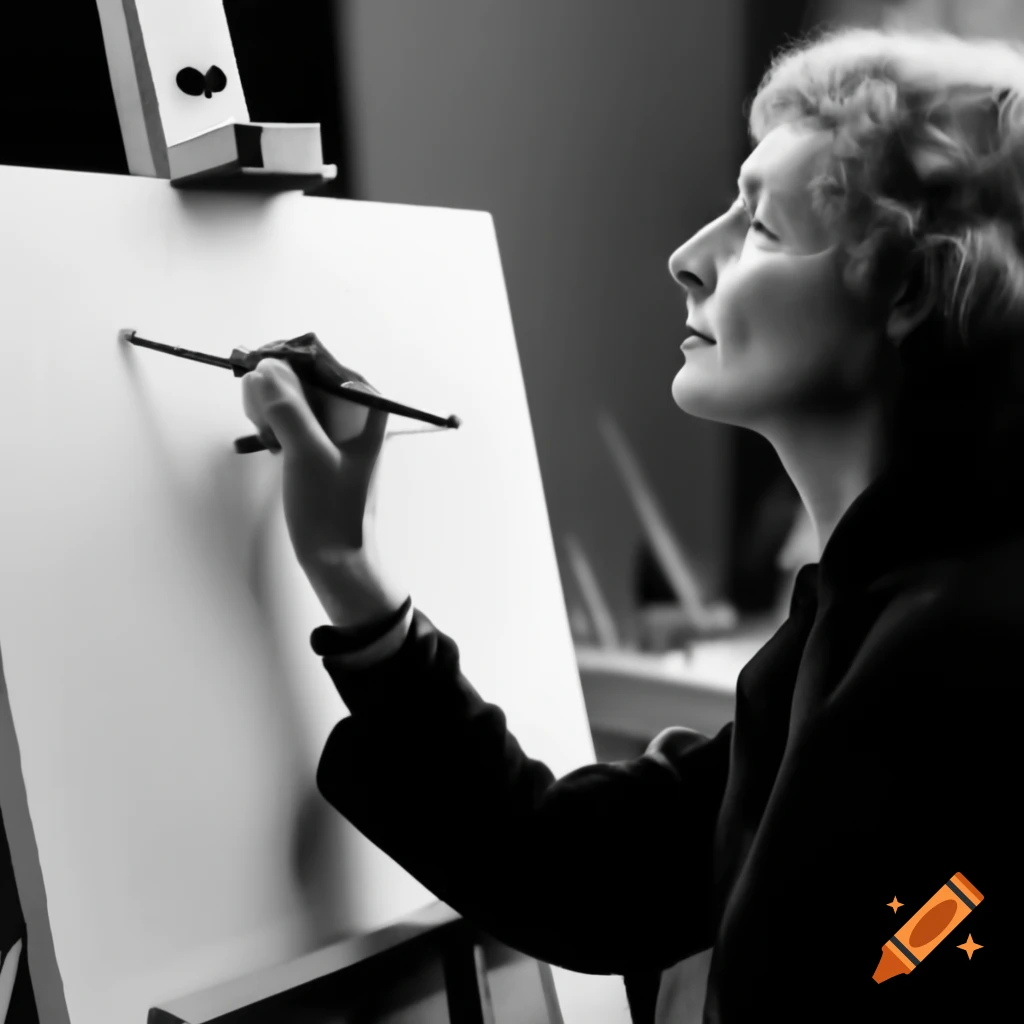 Artist creating a painting in a studio setting