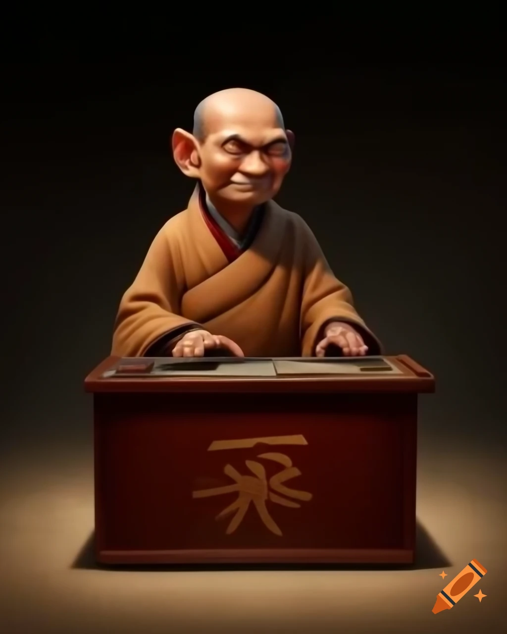 Caricature of ancient Chinese scammer selling empty box to disappointed wealthy buyer