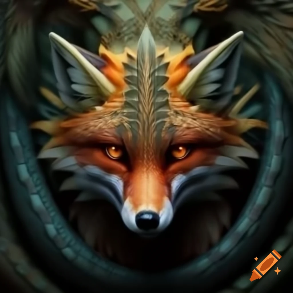 Photorealistic fox with dragon-like scales