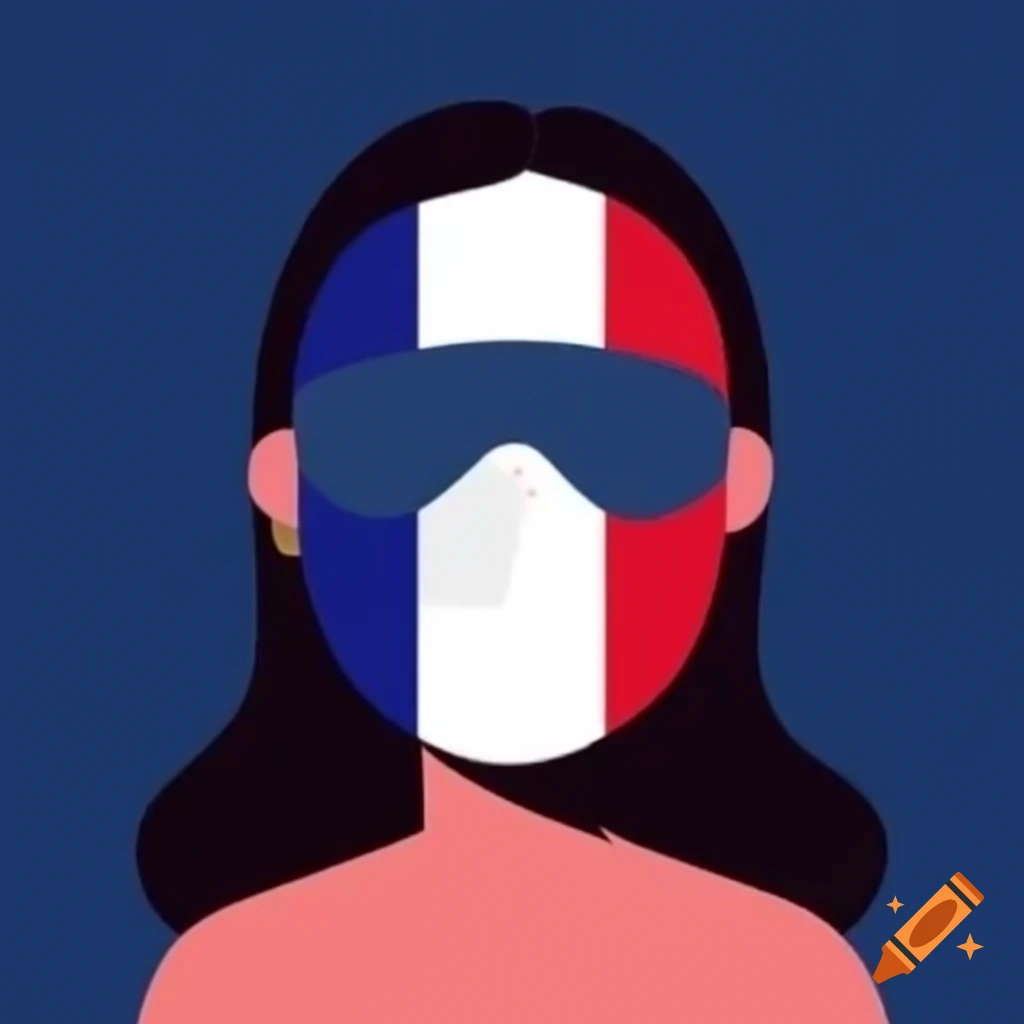Woman with faceless appearance wearing France flag face mask