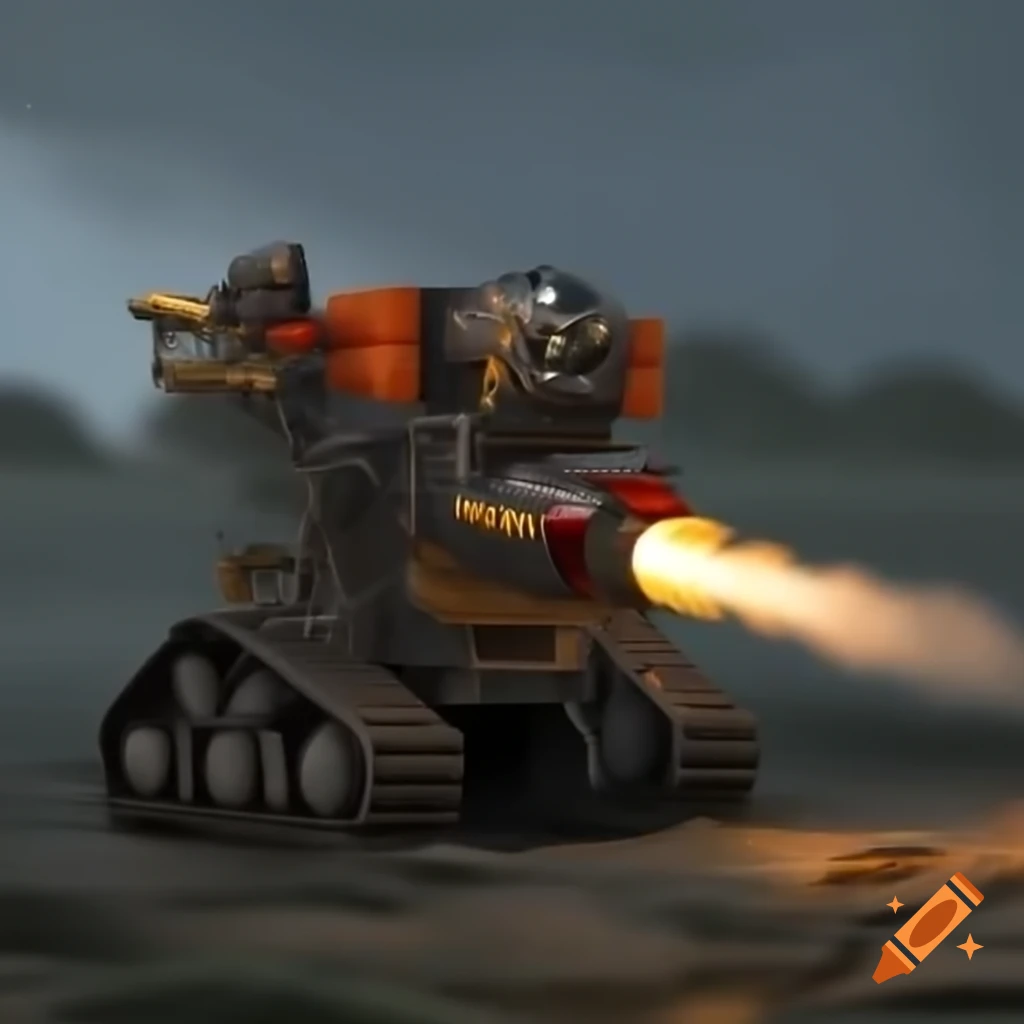Mowing robot with water bazooka feature
