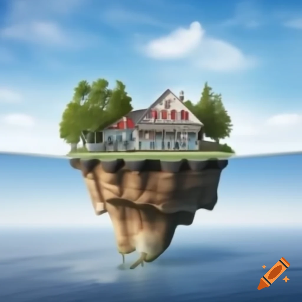 Small German beer bar 'Oberbaumecke' on a broken island floating in the sky