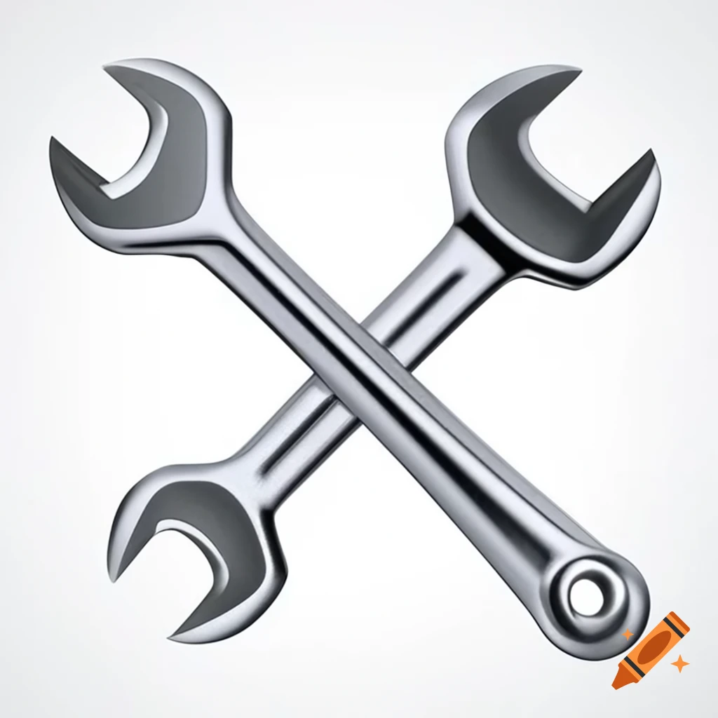 Realistic 3D detailed chrome shiny wrench