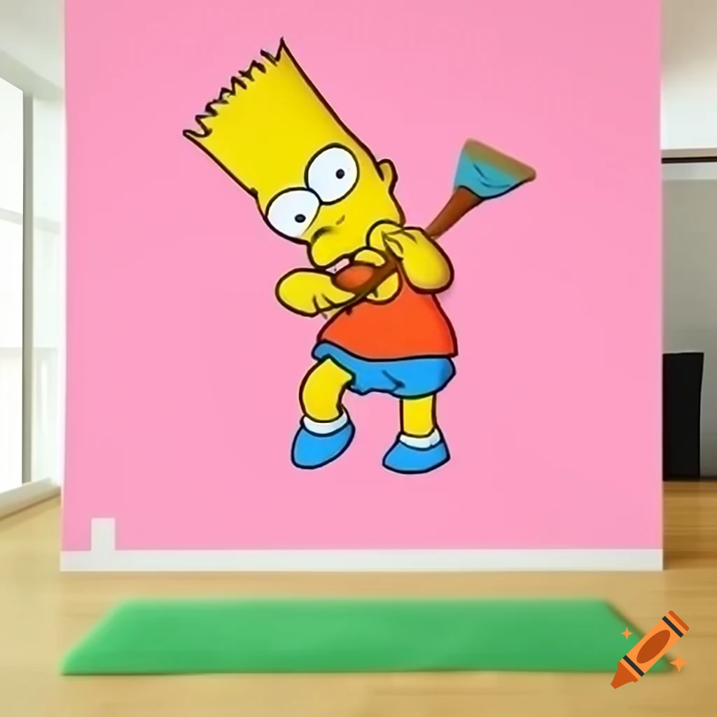 Cartoon-inspired pink wallpaper with green carpet design