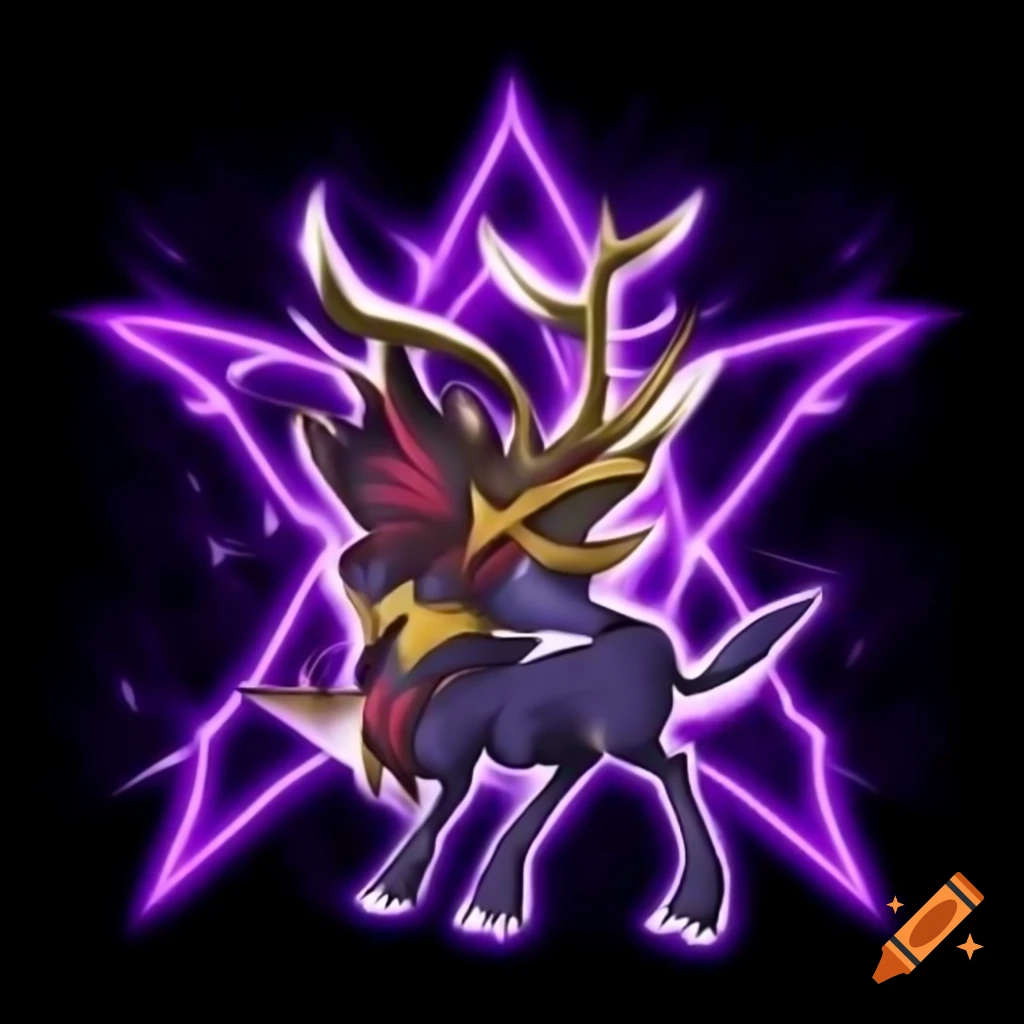 Thunder horn stag beast monster in dynamic background, epic Yu-Gi-Oh style art